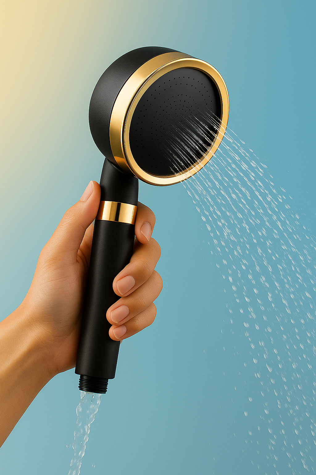AquaGlow™ Pommeau de douche CH003 – Version noire & or